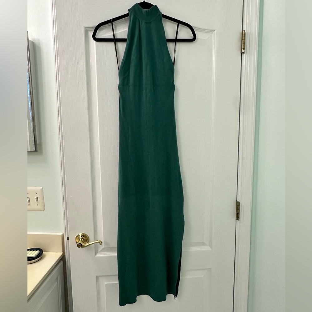 GREEN MAXI HALTER DRESS